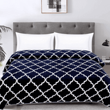 Printed Fleece Blanket - Dark Navy Blue