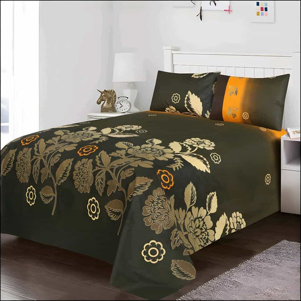 Crystal Cotton 3pc Bedsheet Set - Army Green Floral