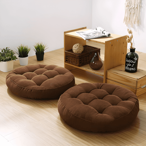 Velvet Round Floor Cushions - Pack of 2