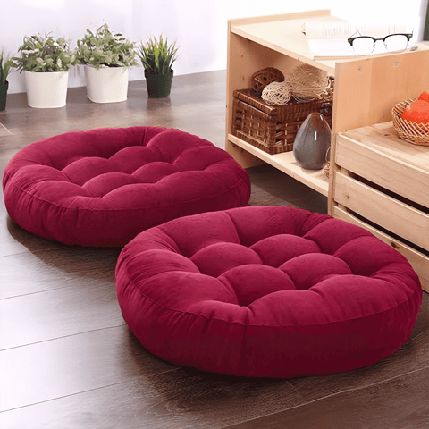 Velvet Round Floor Cushions - Pack of 2