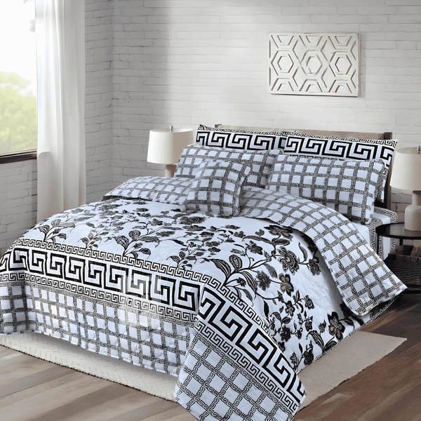 7pc Cotton Comforter Set - Grey Floral