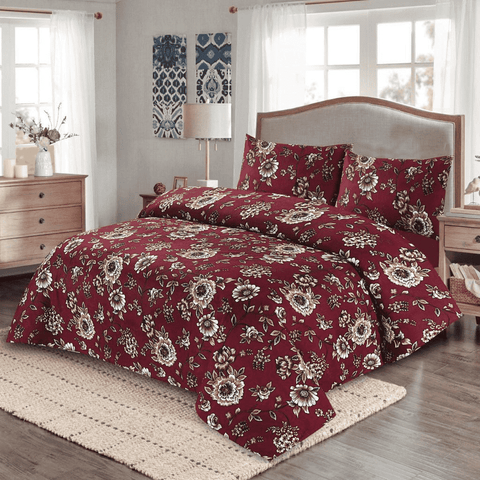 Crystal Cotton 3pc Bedsheet - Persian Plum