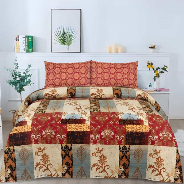 Cotton Satin 3pc Bedsheet - Brick Sheet