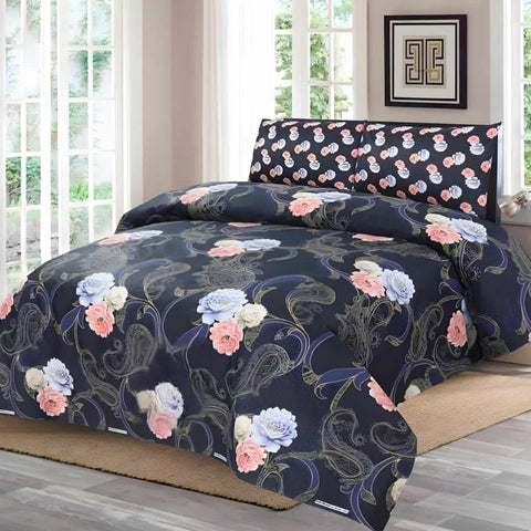 Cotton Satin 3pc Bedsheet - Tulips