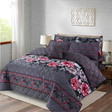 7pc CottonComforter Set - Grey Strip