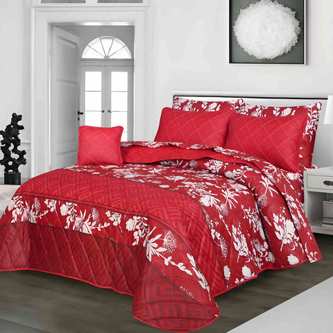 7pc Cotton Comforter Set - Red Strip