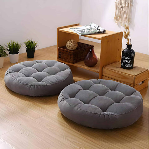 Velvet Round Floor Cushions - Pack of 2