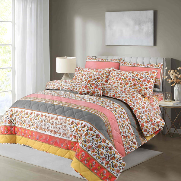 7pc Cotton Comforter Set - Pink Strip