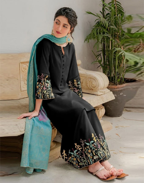 Dhanak 3pc with Pashmina Shawl Unstiched